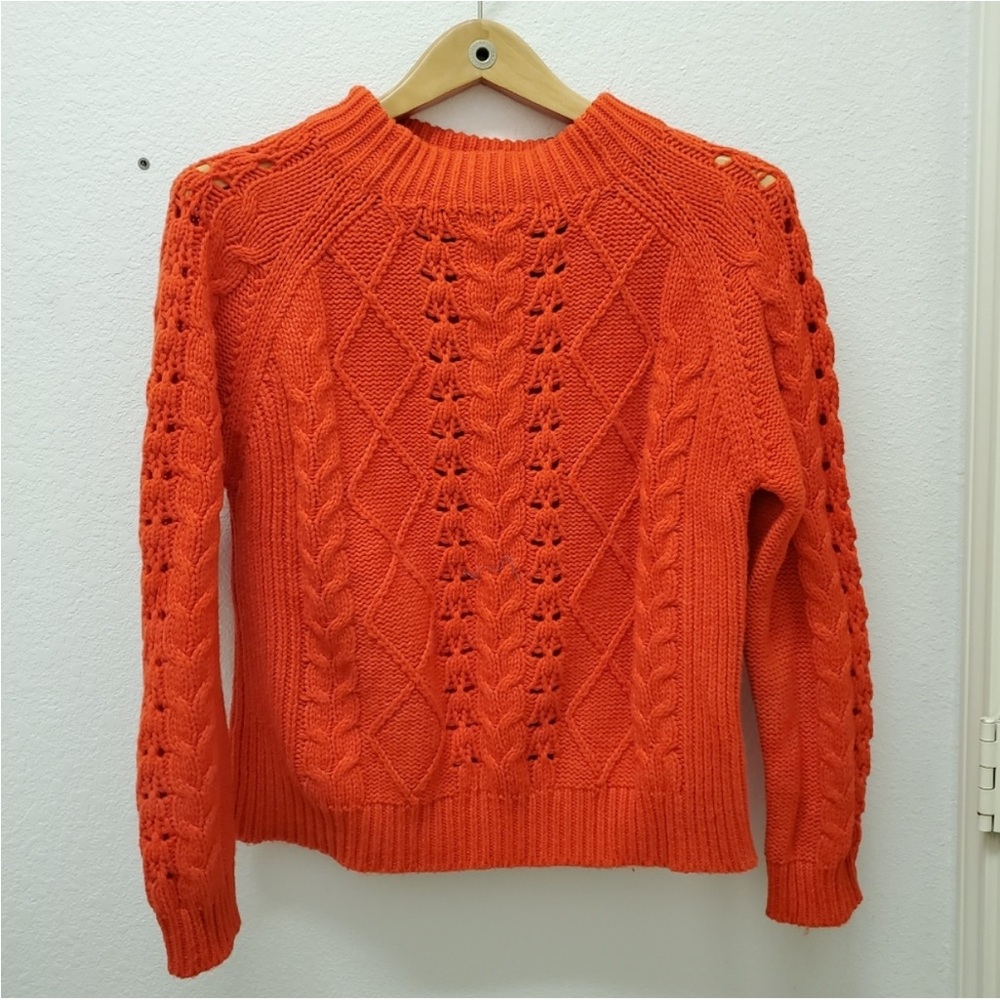 J. Crew Cable Knit Mock Neck Sweater